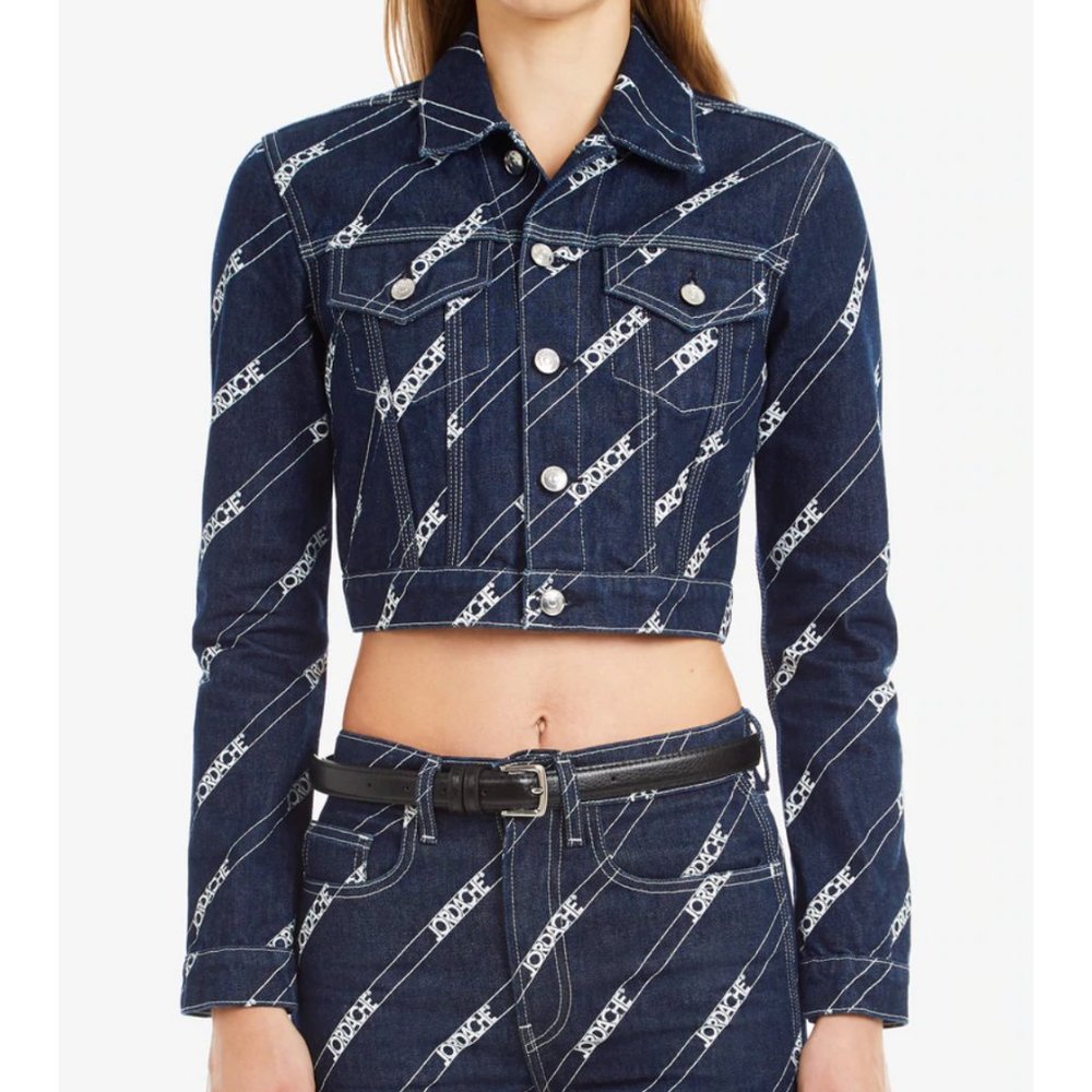 148.  NEW!  Women's Diagonal Logo Print Jacket